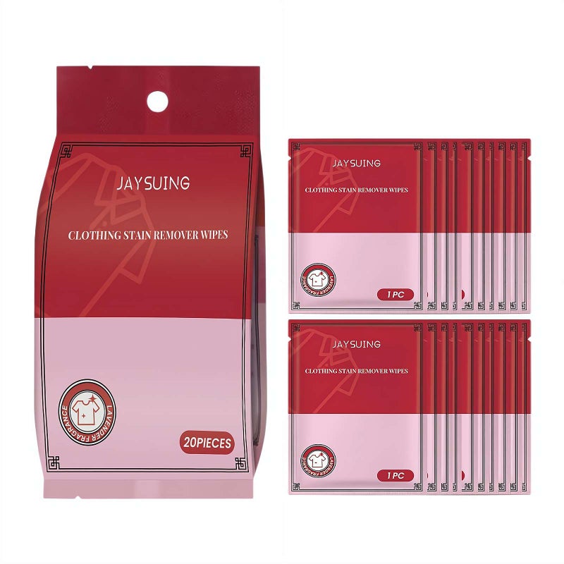 Rapid Stain Remover Wipes Individual Wrapped Instant Stain Remover Suitable for On Clothes Shoes And Bed Sheets  (A 20pcs) - Image 1